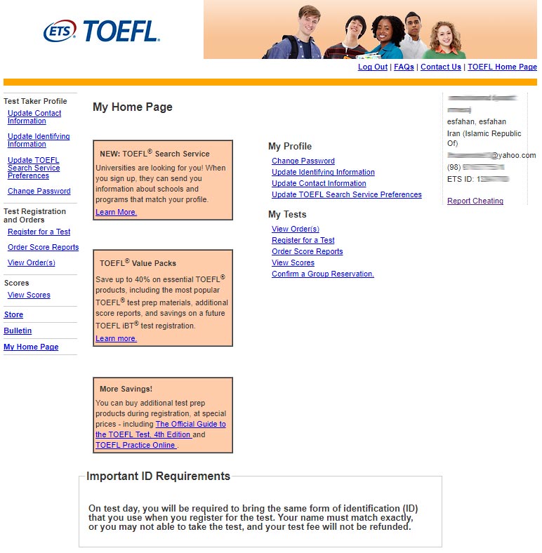 Vpayment | حساب کاربری تافل ، آزمون TOEFL ، آزمون زبان بین المللی