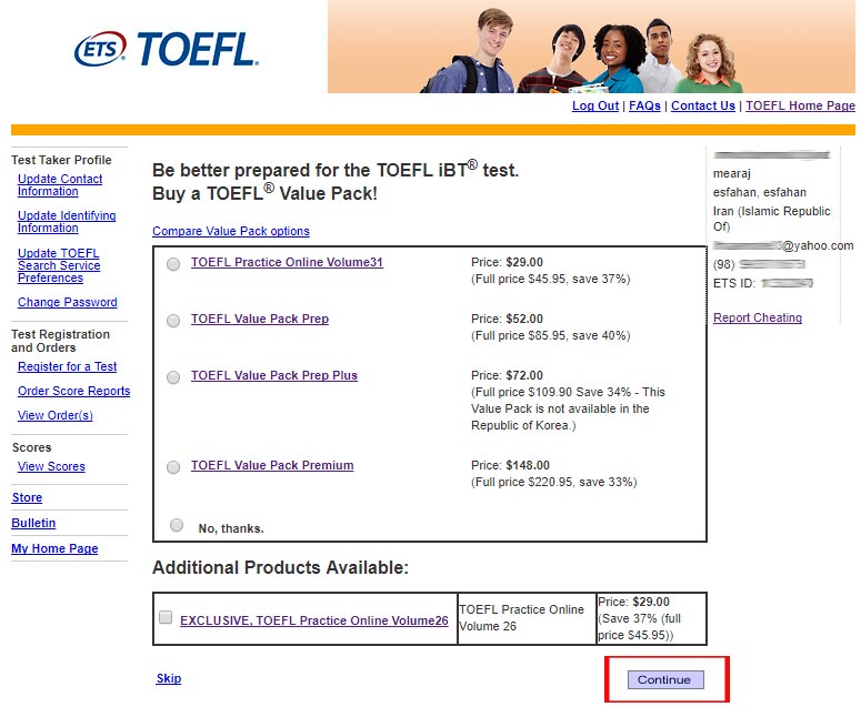 Vpayment | ثبت نام تافل ، هزینه آزمون TOEFL ، راهنمای پرداخت آزمون تافل